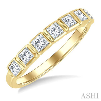 Princess Shape Bezel Set Diamond Fashion Band