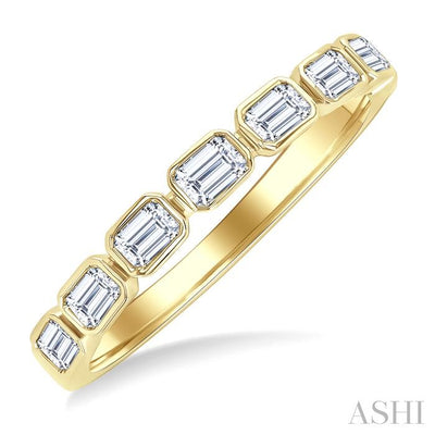 Emerald Shape East-West Bezel Set Diamond Fashion Band