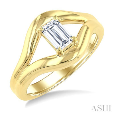 Aeris Gold Emerald Shape Diamond Solitaire Ring