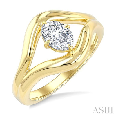 Aeris Gold Oval Shape Diamond Solitaire Ring