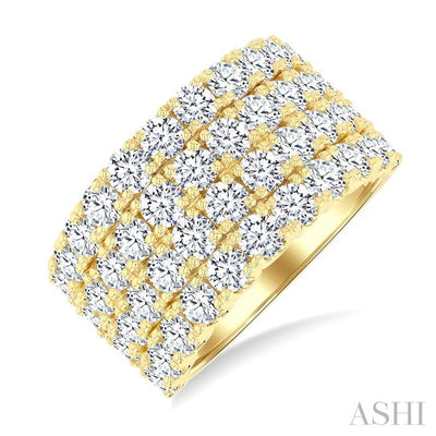 Four Row Diamond Wide Band