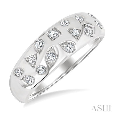 Mixed Shape Diamond Mosaic Fashion Wide Band