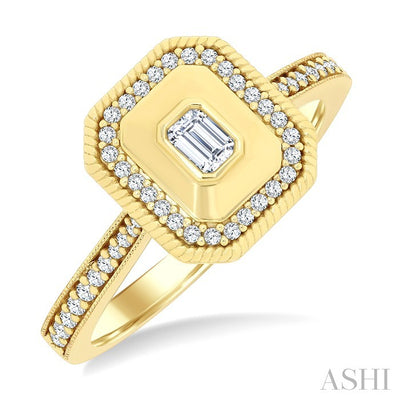 Emerald Shape Art Deco Diamond Fashion Ring
