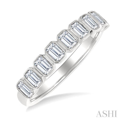 Emerald Shape North-South Bezel Set Diamond Fashion Band