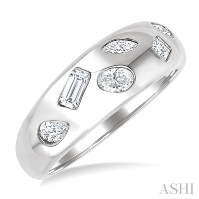 Mixed Shape Diamond Mosaic Fashion Wide Band
