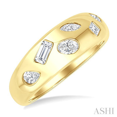 Mixed Shape Diamond Mosaic Fashion Wide Band