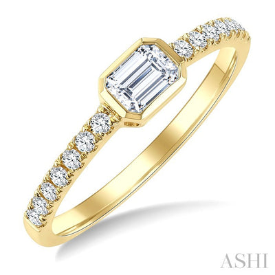 Emerald Shape East-West Bezel Set Diamond Ring