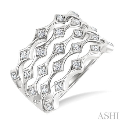 4 Row Diamond Wide Band
