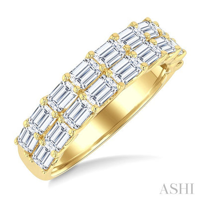 Emerald Shape 2-Row Diamond Fashion Band