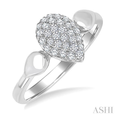 Pave-Set Pear Shape Diamond Fashion Ring