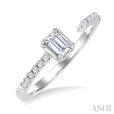 Emerald Shape Diamond Fashion Open Ring
