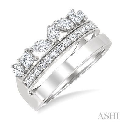Mixed Shape Diamond Fashion Wide Band