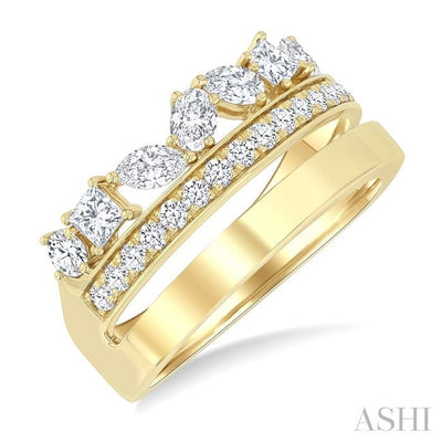 Mixed Shape Diamond Fashion Wide Band