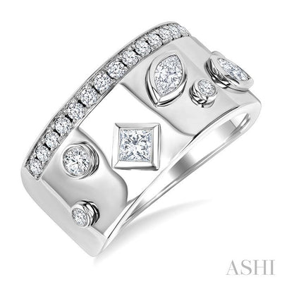 Mixed Shape Diamond Fashion Wide Band