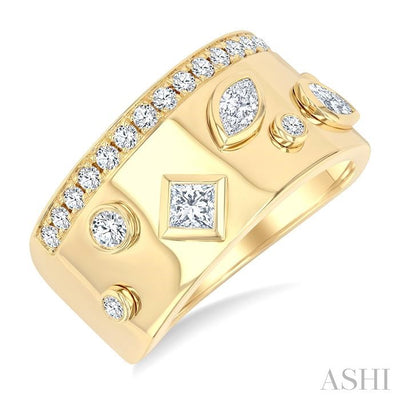 Mixed Shape Diamond Fashion Wide Band