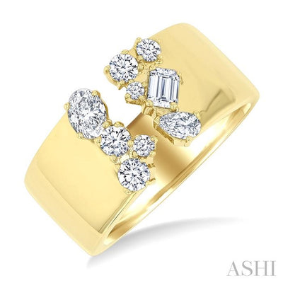 Bold Mixed Shape Diamond Fashion Open Band