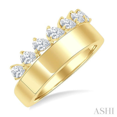 Pear Shape Diamond Fashion Wide Band