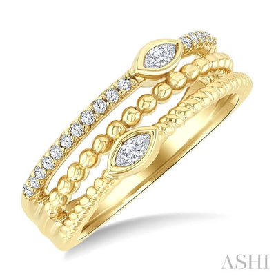 Bead Bijoux Marquise Shape Three Row Diamond Band