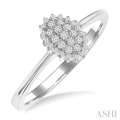 Oval Shape Petite Cluster Diamond Fashion Ring