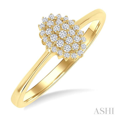 Oval Shape Petite Cluster Diamond Fashion Ring