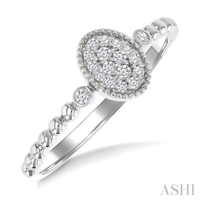 Bead Oval Shape Petite Diamond Fashion Ring