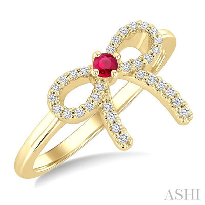 Bow Gemstone & Petite Diamond Fashion Ring