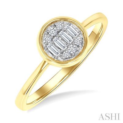 Round Shape Bezel Set Petite Fusion Diamond Fashion Ring