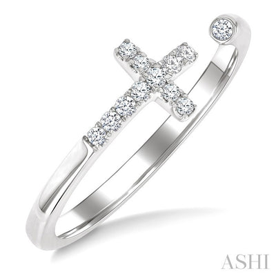 Cross Petite Diamond Fashion Open Ring