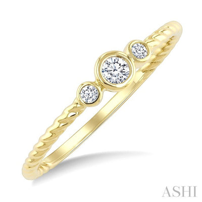3 Stone Round Shape Bezel Set Petite Diamond Ring