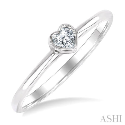 Heart Shape Bezel Set Petite Diamond Fashion Ring