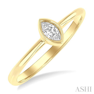 Marquise Shape Bezel Set Petite Diamond Fashion Ring