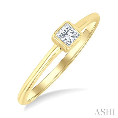 Princess Shape Bezel Set Petite Diamond Fashion Ring