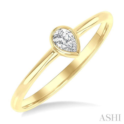 Pear Shape Bezel Set Petite Diamond Fashion Ring