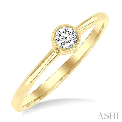 Round Shape Bezel Set Petite Diamond Fashion Ring