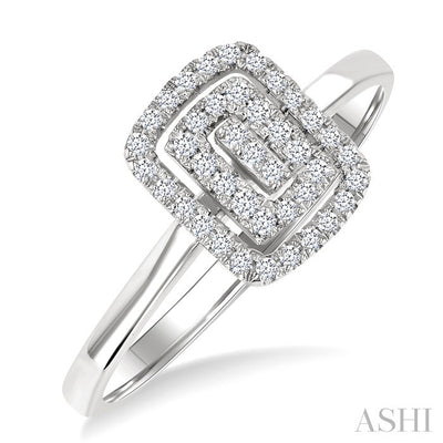 Emerald Shape Petite Halo Diamond Fashion Ring