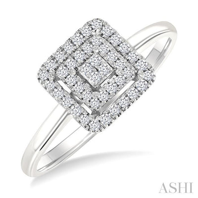 Princess Shape Petite Halo Diamond Fashion Ring