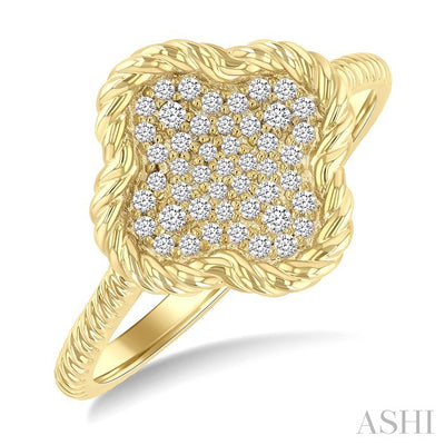 Pave-Set Clover Rope Diamond Fashion Ring