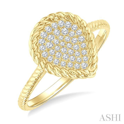 Pave-Set Pear Shape Rope Diamond Fashion Ring