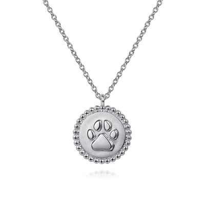 Bujukan Sterling Silver Paw Print Medallion Pendant