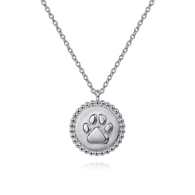 Bujukan Sterling Silver Paw Print Medallion Pendant