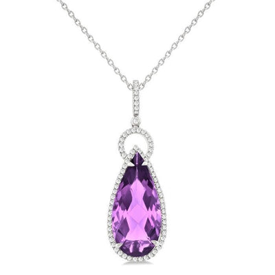 Amethyst & Diamond Drop Pendant