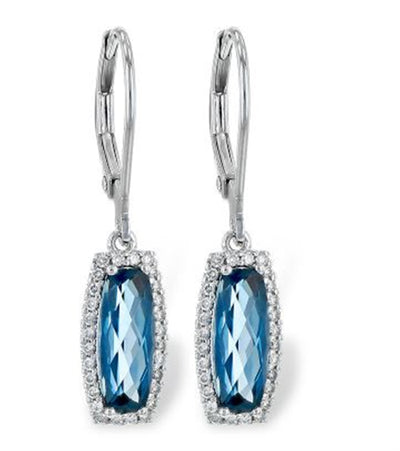London Blue Topaz & Diamond Leverback Earrings