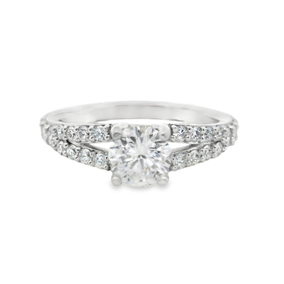 Round Diamond Split Shank Engagement Ring
