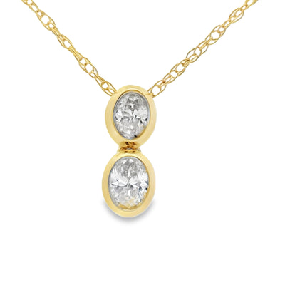 Oval Diamond Bezel Drop Pendant