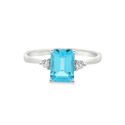 Blue Topaz & Diamond Fashion Ring