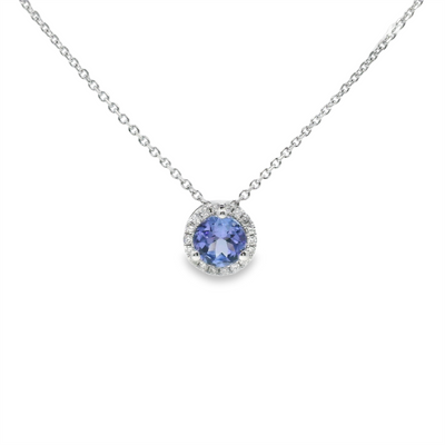 Tanzanite & Diamond Halo Pendant