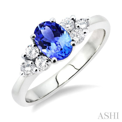 Oval Shape Gemstone & Diamond Ring