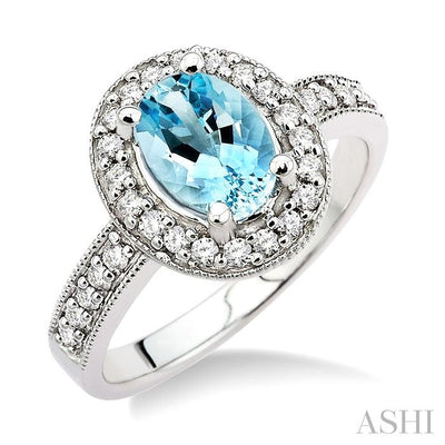 Oval Shape Gemstone & Halo Diamond Ring