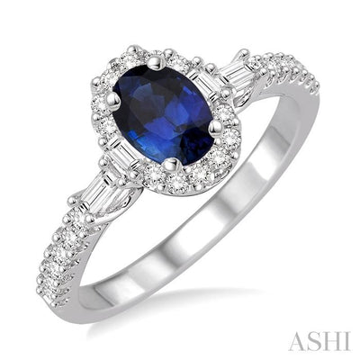Oval Shape Gemstone & Halo Diamond Ring