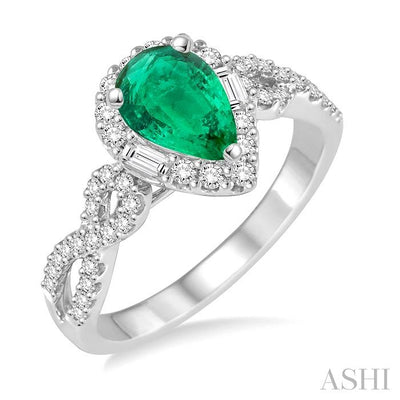 Pear Shape Gemstone & Halo Diamond Ring